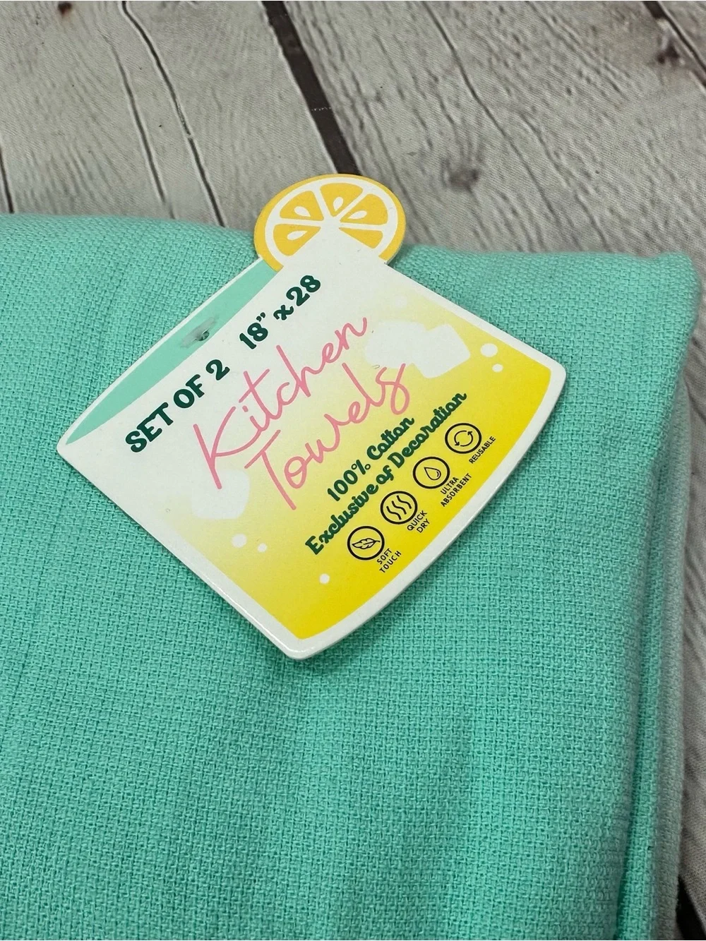 NWT Turquoise 'Sun Squad' Embroidered Dog Kitchen Towel 2pk dachshund Dalmatian